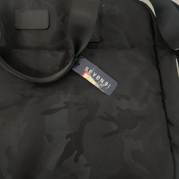 Seven91 Black Quilted Laptop Tote Shoulder Bag Camo Pattern - Picture 3 of 9